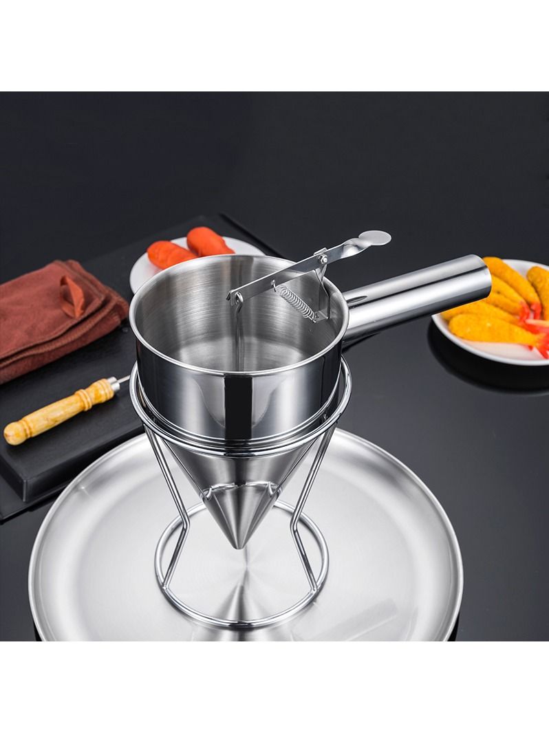 DubaiGallery Stainless Steel Pancake Batter Dispenser, Funnel Dispenser with Stand for Takoyaki and Baking - Image 4