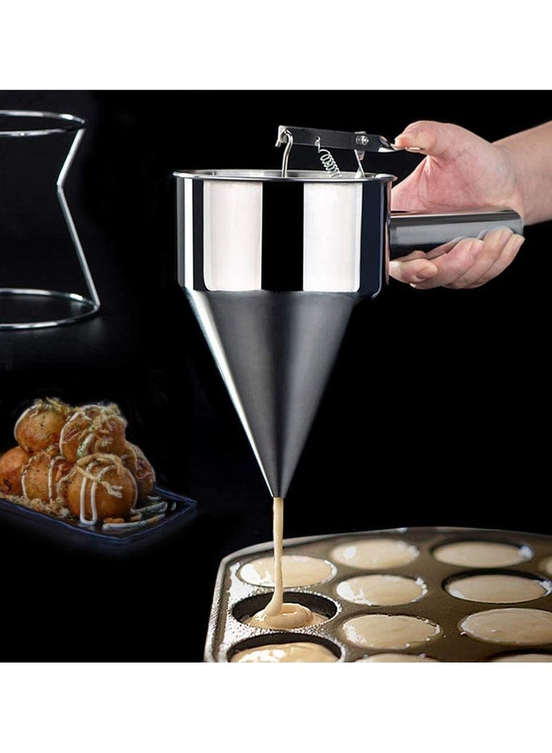 DubaiGallery Stainless Steel Pancake Batter Dispenser, Funnel Dispenser with Stand for Takoyaki and Baking - Image 3