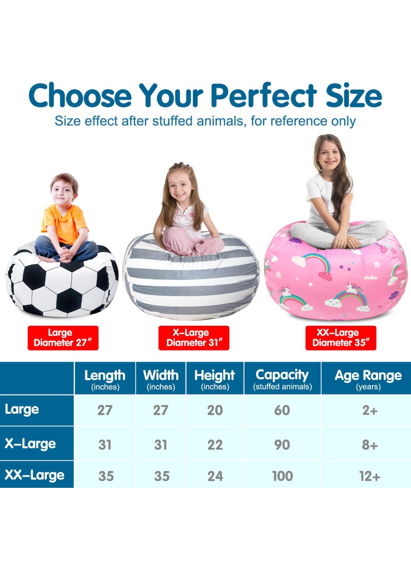 Lukeight Lukeight Stuffed Animal Storage Bean Bag Chair Cover for Kids, Soccer Zipper Beanbag Chair Cover for Organizing Toddler and Kids' Rooms Plush Toys (Soccer, X-Large)  - Image 5