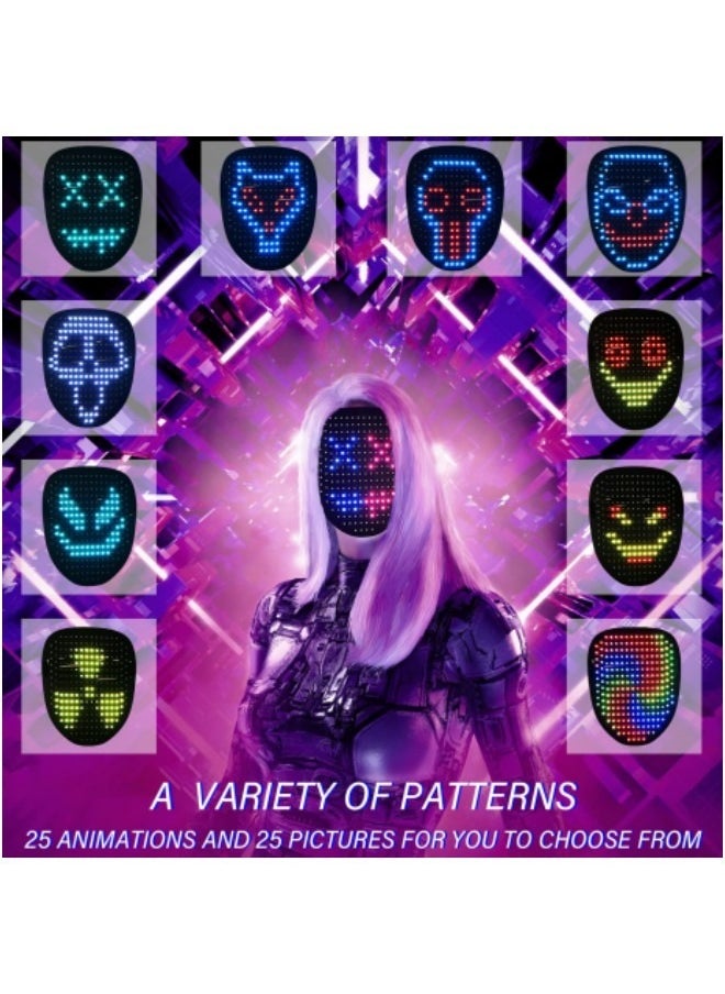 CCOVERY - Led Mask with Gesture Sensing, LED Lighted Face Transforming Mask for Costume Cosplay Party Masquerade with 50 Preset Patterns - Image 1