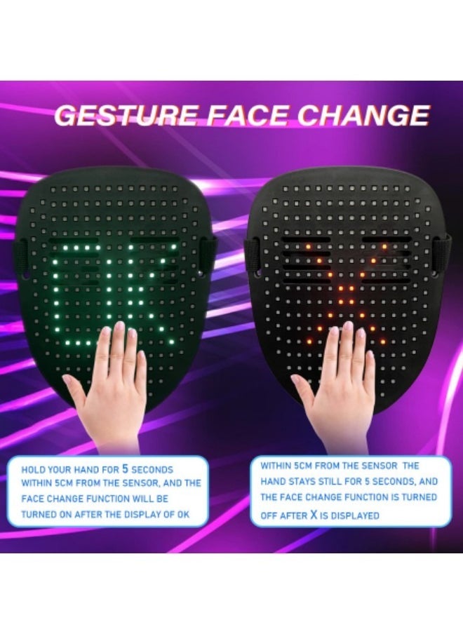 CCOVERY - Led Mask with Gesture Sensing, LED Lighted Face Transforming Mask for Costume Cosplay Party Masquerade with 50 Preset Patterns - Image 1