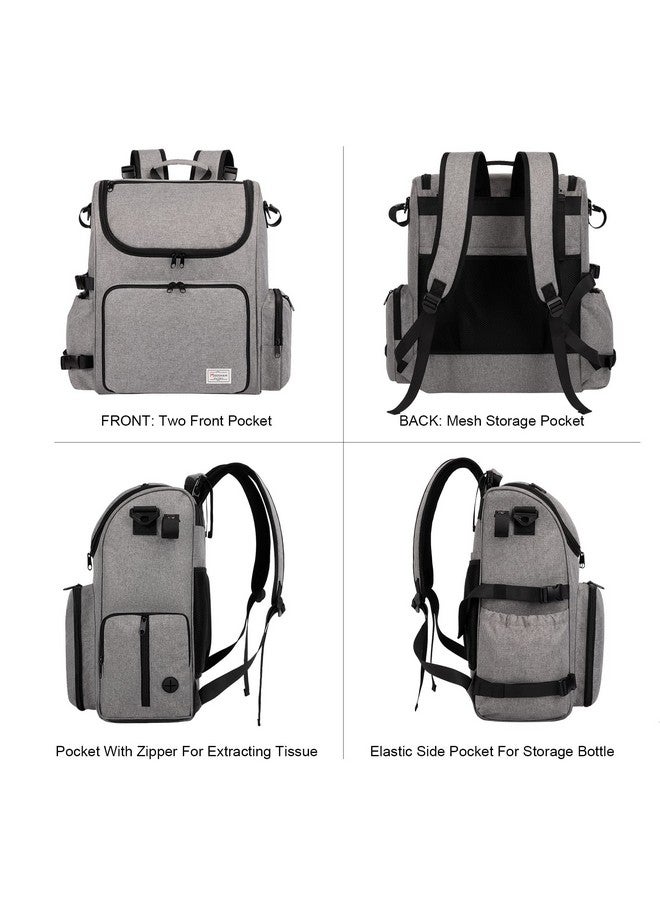 Modoker Dog Travel Bag Backpack, Airline Approved Pet Accessories Organizer For Dog And Cat With Shoulder Strap, 2 Dog Food Storage Containers, 2 Collapsible Dog Bowls,1 Pet Mat, Grey - Image 2