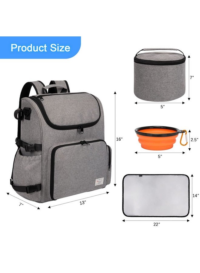 Modoker Dog Travel Bag Backpack, Airline Approved Pet Accessories Organizer For Dog And Cat With Shoulder Strap, 2 Dog Food Storage Containers, 2 Collapsible Dog Bowls,1 Pet Mat, Grey - Image 4
