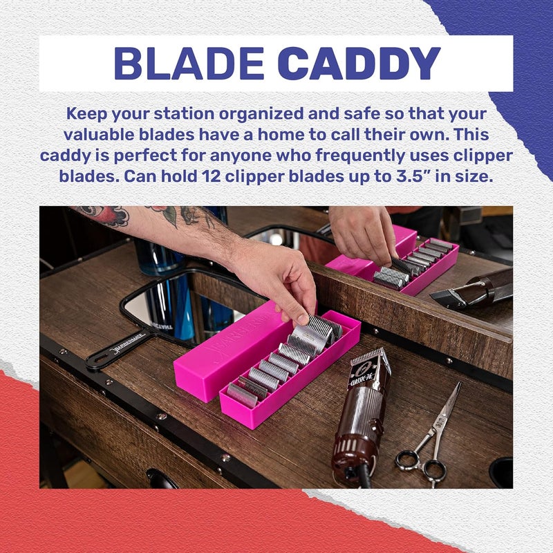 Barber Mate 12-Slot Clipper-Blade Caddy, Grooming and Barber Blade Organizer, Professional Barber Supplies, Barber Case and Stylist Station Accessories, (Pink) - Image 3