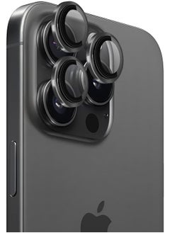 ELTRAZONE Camera Lens Protector for iPhone 15 Pro and 15 Pro Max Tempered Glass Aluminum Ring Cover, HD Clear, iPhone Camera Design Matching, Anti-Reflection, Anti-Scratch, Full Set (Black Titanium)  - Image 1