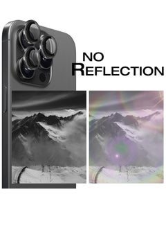 ELTRAZONE Camera Lens Protector for iPhone 15 Pro and 15 Pro Max Tempered Glass Aluminum Ring Cover, HD Clear, iPhone Camera Design Matching, Anti-Reflection, Anti-Scratch, Full Set (Black Titanium)  - Image 2