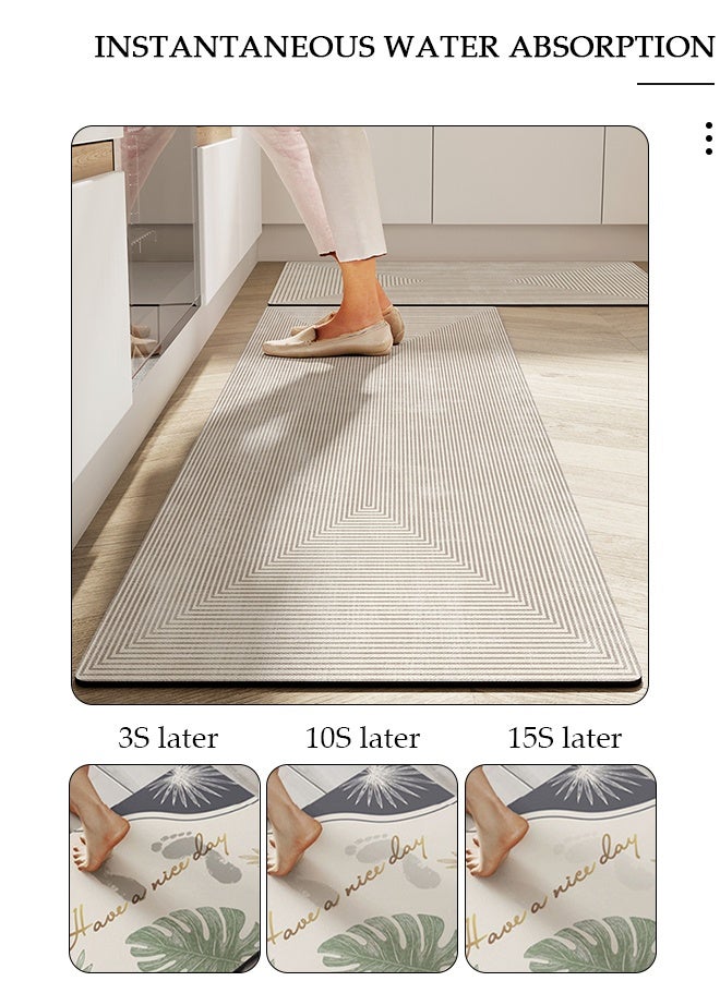 DUNISO مجموعة سجادات حمام من طين الدياتوم، سجادة حمام مطبخ فائقة النعومة والامتصاص، سجادات حمام غير قابلة للانزلاق وسريعة الجفاف، سجادة أرضية لحوض الاستحمام والأرضية والحمام 40*60 سم/40*120 سم - Image 3