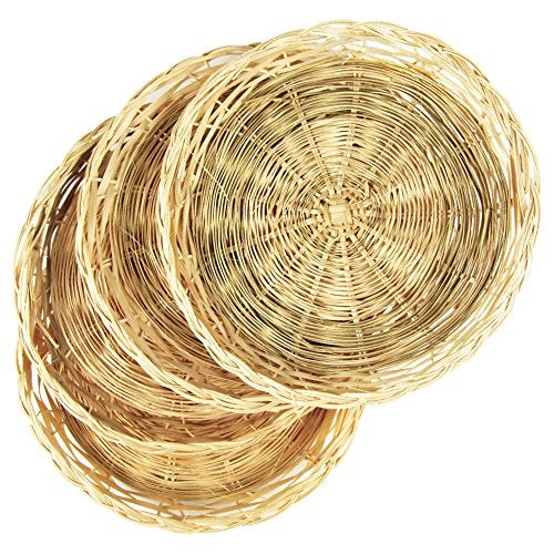 Fox Run Brown Wicker Paper Plate Holders, 9 x 9 x 0.5 inches - Image 1