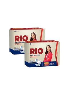 RIO RIO Heavy Flow XXL Sanitary Pads 20 Pieces (Pack of 2) with 350mm coverage, Side Leak guards, Wings for Heavy Flow, 2X High Absorption with Leak Proof Side Walls, Anti-Bacterial, Double Wings.  - Image 1