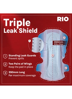 RIO RIO Heavy Flow XXL Sanitary Pads 20 Pieces (Pack of 2) with 350mm coverage, Side Leak guards, Wings for Heavy Flow, 2X High Absorption with Leak Proof Side Walls, Anti-Bacterial, Double Wings.  - Image 5