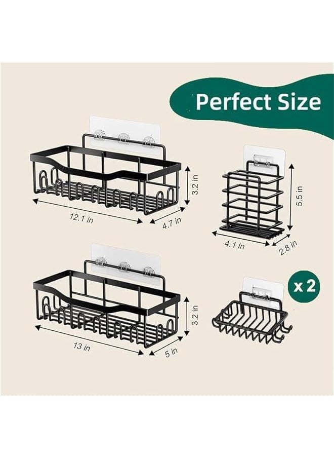 HOOKOR Shower Caddy Shelf [5-Pack], Strong Adhesive Shower Organizer Shelf No Drilling,Rustproof Wall-Mounted Shower Shelves With Soap Dish & Toothbrush Holder for Kitchen, Dorm,Bathroom Storage  - Image 2