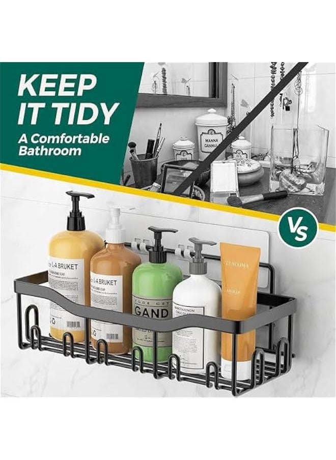 HOOKOR Shower Caddy Shelf [5-Pack], Strong Adhesive Shower Organizer Shelf No Drilling,Rustproof Wall-Mounted Shower Shelves With Soap Dish & Toothbrush Holder for Kitchen, Dorm,Bathroom Storage  - Image 3