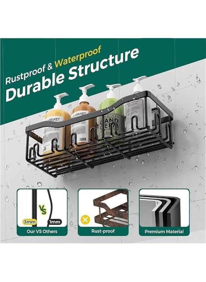 HOOKOR Shower Caddy Shelf [5-Pack], Strong Adhesive Shower Organizer Shelf No Drilling,Rustproof Wall-Mounted Shower Shelves With Soap Dish & Toothbrush Holder for Kitchen, Dorm,Bathroom Storage  - Image 5