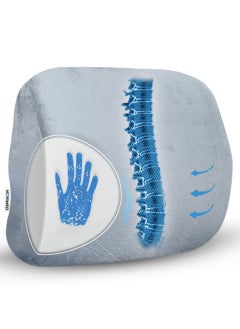 NOVIMED Lumbar Support Pillow for Office Chair - Orthopedic Lumbar Cushion with Memory Foam - Tailored for Lower Back Comfort - Grey  - Image 1