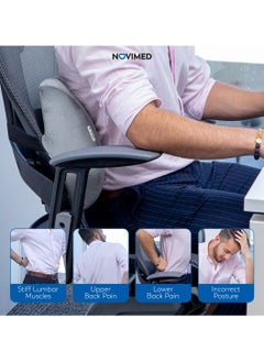 NOVIMED Lumbar Support Pillow for Office Chair - Orthopedic Lumbar Cushion with Memory Foam - Tailored for Lower Back Comfort - Grey  - Image 3