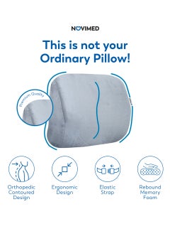 NOVIMED Lumbar Support Pillow for Office Chair - Orthopedic Lumbar Cushion with Memory Foam - Tailored for Lower Back Comfort - Grey  - Image 4