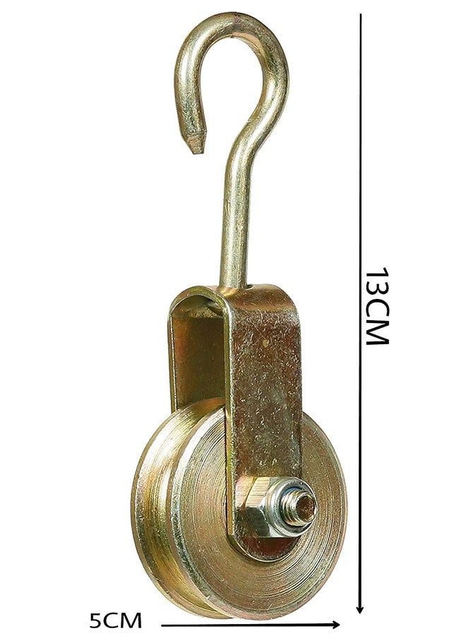 QBM Solid Metal Roller Pulley with Hook for Lifting Rope, Gym, Exercise, Pull up bar, Climbing, Hanging - Image 2