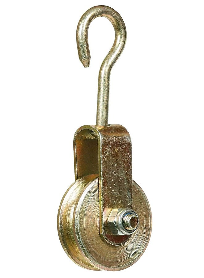 QBM Solid Metal Roller Pulley with Hook for Lifting Rope, Gym, Exercise, Pull up bar, Climbing, Hanging - Image 1