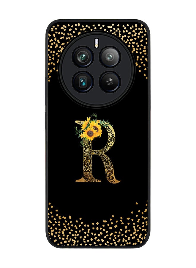 Stylizedd Rugged Black edge case for Realme 12 Pro / Realme 12 Pro Plus 5G, Custom Monogram Initial Letter Mandala Floral Pattern Alphabet-R (Black) - Image 1