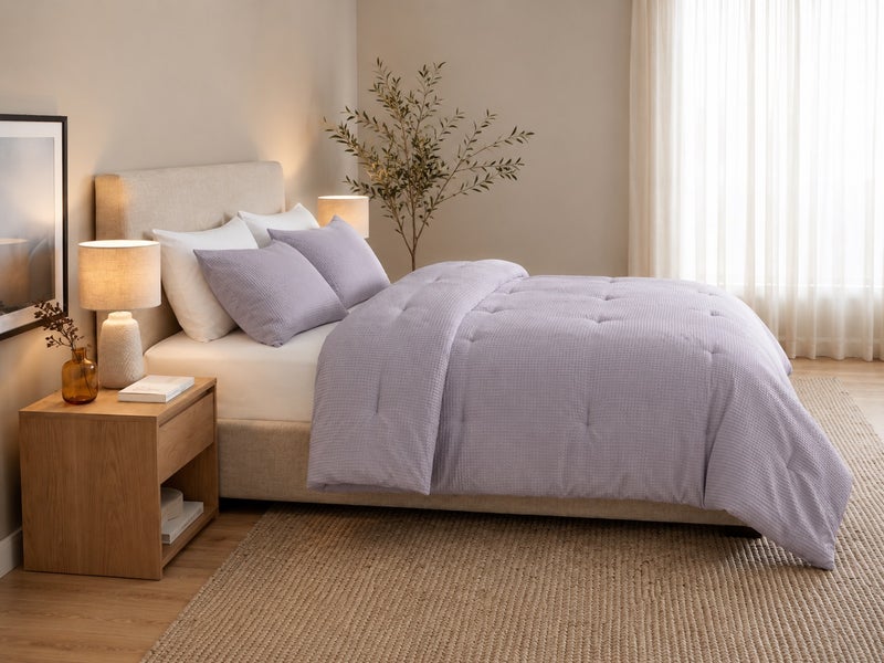 HOMETOPIA Waffle Texture Comforter Set 6 PCS, Luxury Hotel Style Bedding, King Size 264×229 cm, Soft Breathable Quilt, White Sheet Set, All Season - Image 3