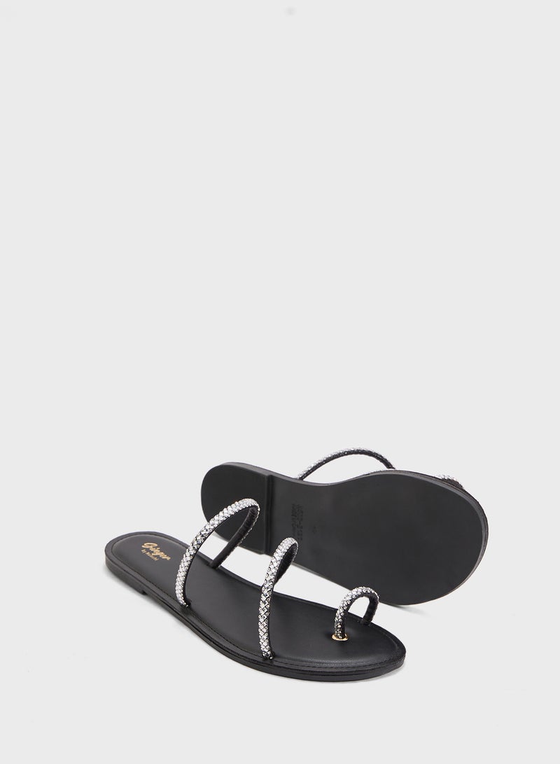 Ginger Sparkly Flat Sandal - Image 3