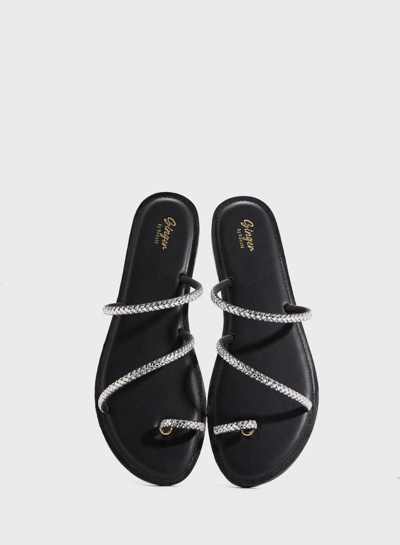Ginger Sparkly Flat Sandal