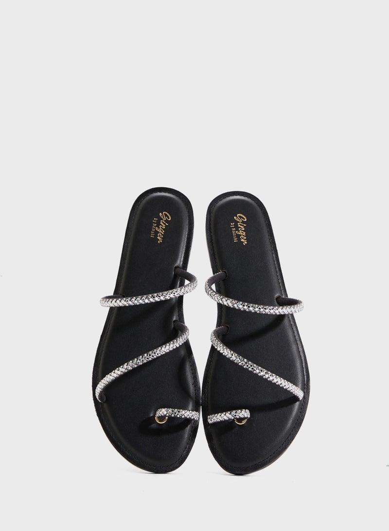 Ginger Sparkly Flat Sandal - Image 4