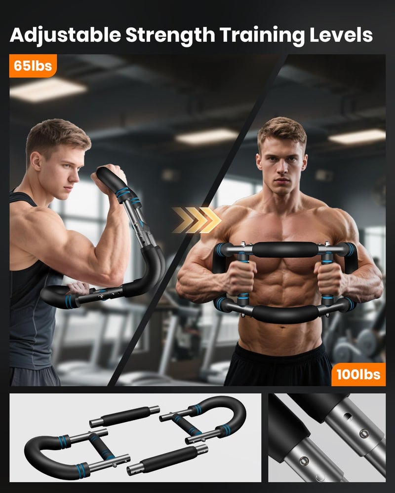 Fuelion Upgraded Twister Arm Trainer, Adjustable Chest Workout Equipment, Portable Arm Exerciser for Upper Body Strength Training, Detachable Power Twister Bar for Home Gym Fitness (Blue 30-90 lbs) - Image 3