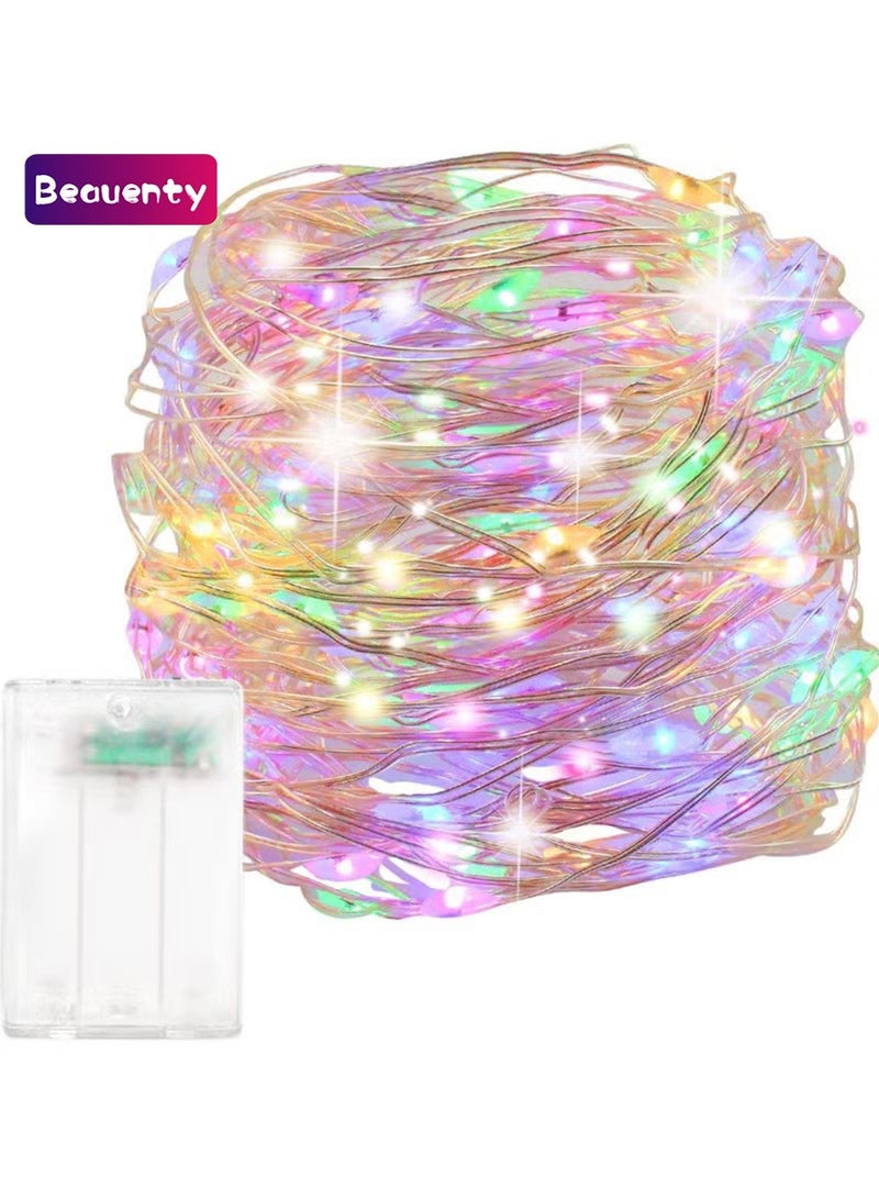 Beauenty Colourful Fairy Diwali LED String Light, 10M/100LED/2 Modes, 3XAA Battery Operated Waterproof Indoor Outdoor Lights - Image 1