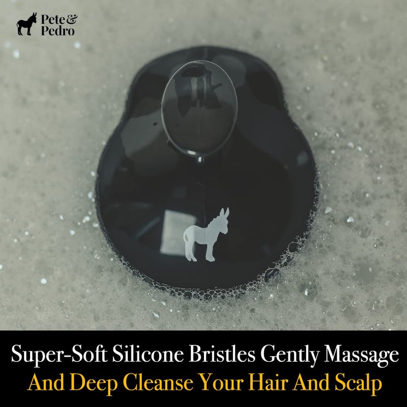 Pete & Pedro Scalp Massager Shampoo Hair Brush - Silicone Soft Bristles Hairbrush for Hair Care & Lather | Dry Scalp Head Scrubber and Dandruff Exfoliator | As Seen on Shark Tank - Image 2