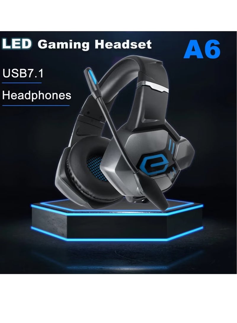 ELTRAZONE A6 Professional Gaming Headset – Premium Audio Performance, Comfortable Over-Ear Cushions, High-Quality Adjustable Microphone, Noise-Canceling, RGB LED Lights, Compatible with PC, PS4, Xbox, Mobile Gaming  - Image 3