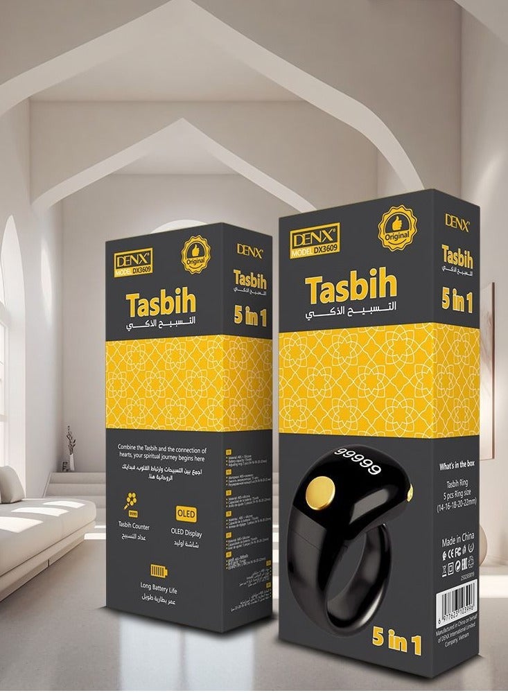 Denx Adjustable Tasbeeh Counter Ring in 5 Sizes (14/16/18/20/22mm) - Counter up to 99,999, Dhikr and Prayer Times Alerts, Long-Lasting Battery, Water and Dust Resistant - Image 3