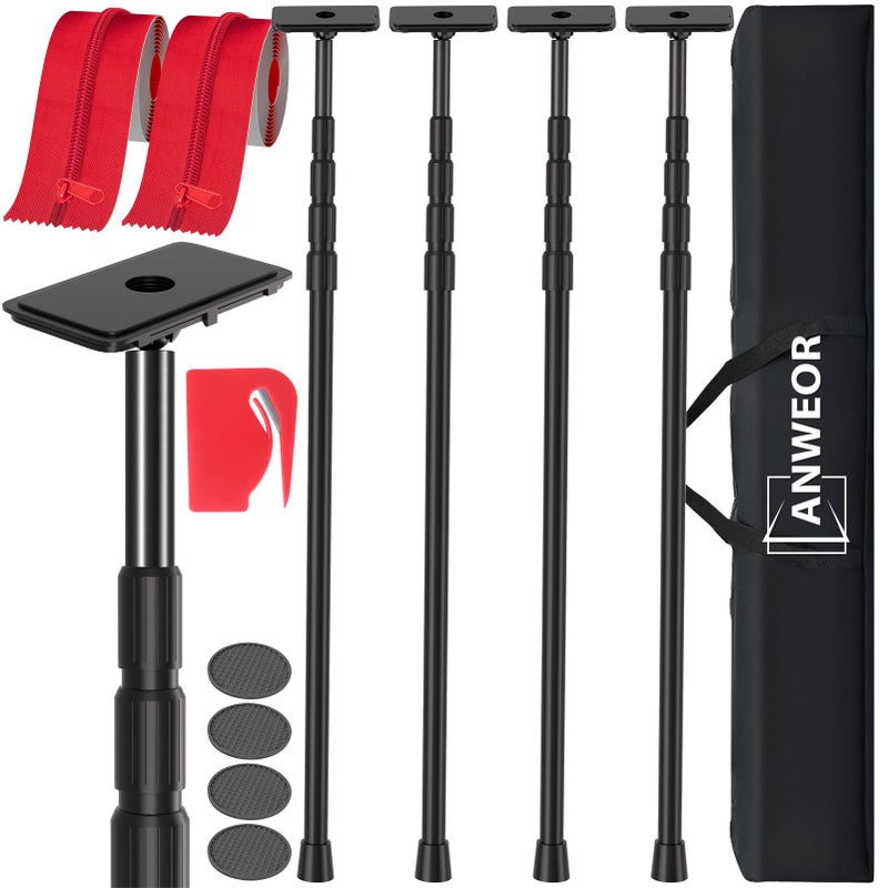 ANWEOR 10FT Dust Barrier Poles Kit,Spring Retractable Zipper Wall Poles for Dust Barriers System,Home & Construction,Spring Barrier Loaded Poles for Renovation & Construction Renovation(Exclusive Patent) - Image 1