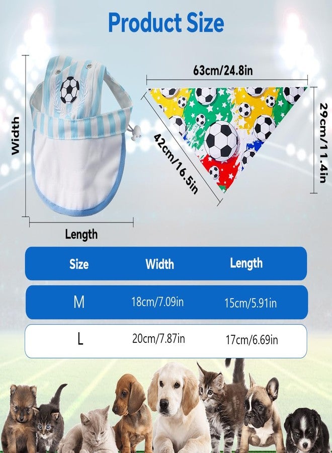 Qpets® Dog Bandana & Cap Set, Football Print Triangle Pet Scarf & Hat with Ear Holes Combo Cute, Stylish & Comfortable Accessories for Small, Medium & Large Dogs & Cats - Image 2