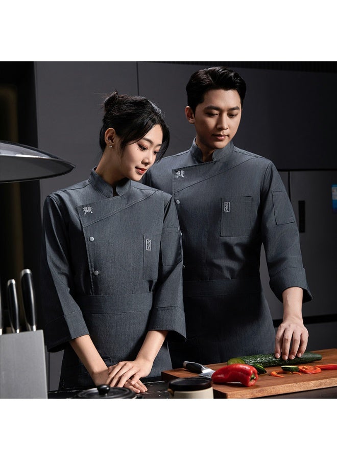 NIBEMINENT Chef Coat Hotel Costume Kitchen Uniform Shirts Long Sleeves Chef Jackets Men Women Waiter Western Restaurant Work Clothes - Image 3