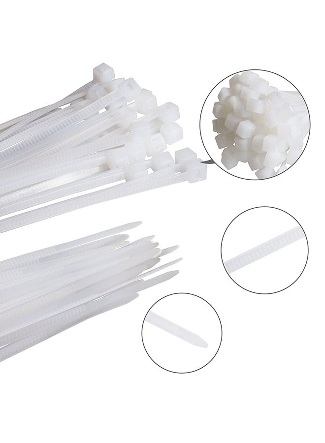 Nylon Cable Ties 100 Pack White Various Sizes Multi-Purpose Self-Locking Nylon Cable Cord Management Suitable For Home, Office, Garden, Workshop Plastic Cable Ties Length 200mm - Image 1