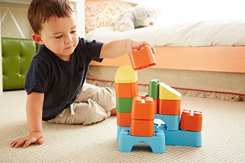 Green Toys Block Set - 18 Piece Pretend Play, Motor Skills, Building and Stacking Kids Toy Set. No BPA, phthatates, PVC. Dishwasher Safe, Recycled Plastic, Made in USA. - Image 4