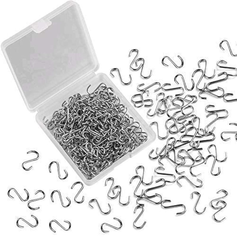 FEBSNOW 250pcs 055 Inch Ornament Mini S Hooks Latch Connectors Small Metal SShaped Wire Hook Kits for DIY Crafts with Storage Box Ornament Hangers for Halloween Christmas Tree Decoration
