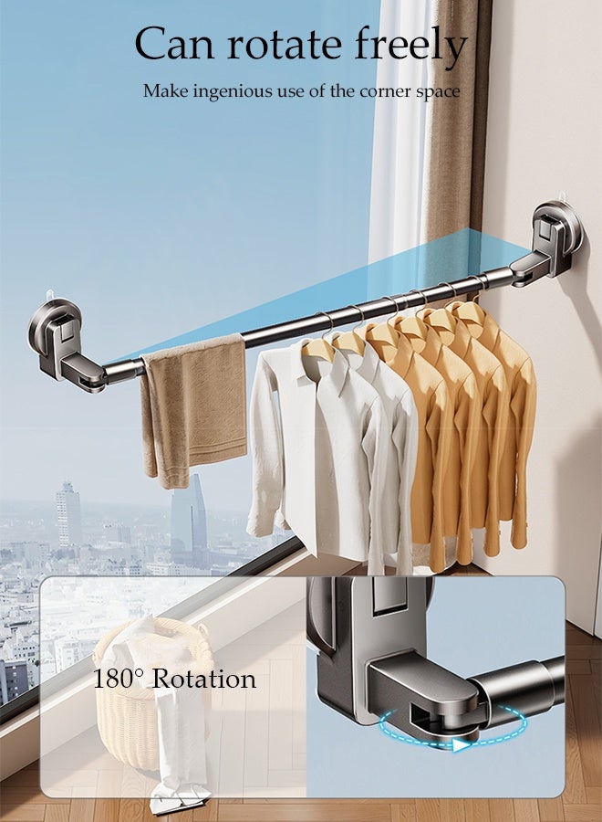 DUNISO Wall Mounted Clothes Drying Rack,Retractable Laundry Rack,with Reusable Suction Cups,No need to drill holes，Waterproof and Sunscreen，Strong Load Bearing,Can rotate 180 degrees，for Balcony,Camping,Hotel,Indoor and Outdoor Use  - Image 4