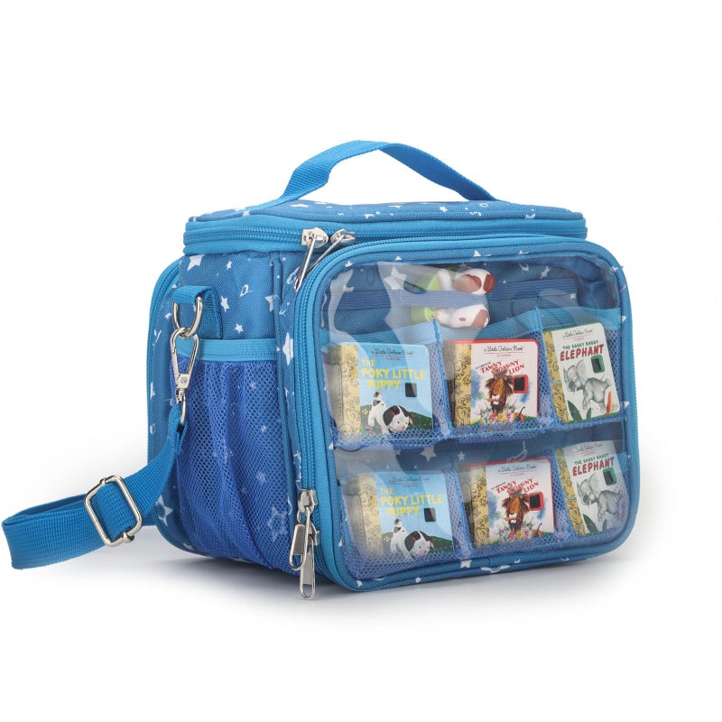 Taladad Carrying Case Compatible with Little Tikes Story Dream Machine Books Starter SetPortable Storage Bag with Handle and Shoulder Strap for StorytimeLittle Golden BookLittle Puppy Character Blue - Image 2