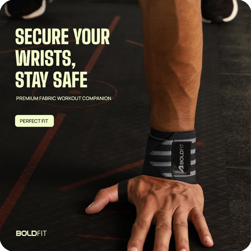 BOLDFIT سوار للتمارين الرياضية دعم المعصم لأحزمة الصالة الرياضية للرجال حزام يد للرجال ملحقات للرجال تمارين دعم المعصم لفات للرجال ملحقات التمارين للنساء لفات اليد - Image 5