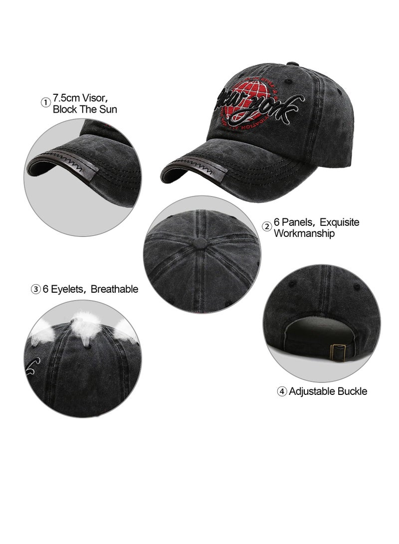 SYOSI Vintage Baseball Cap - Unisex Casual Cotton Trucker Hat with Embroidery Letter, Washed Distressed Design - Adjustable Breathable Summer Sun Hat for Outdoor Sports - Image 3