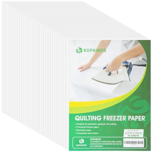 KOPAIBOS Freezer Paper Sheets for Quilting & Crafts - 8.5x11 Inches, 30 Sheets - Heavy Duty, Laser & Inkjet Printable Wax Paper for Quilters, Applique & Sewing Projects - Image 1