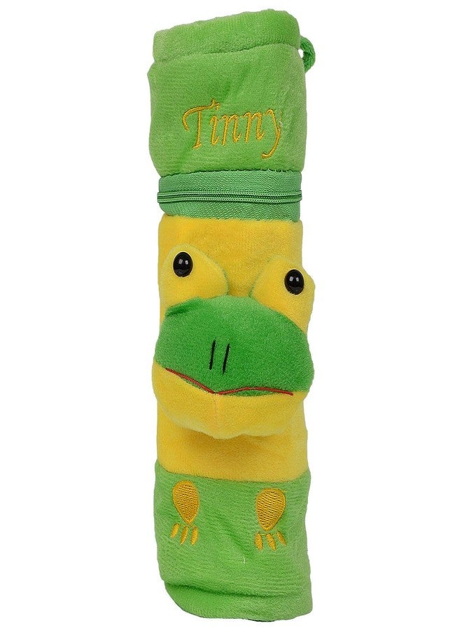 Alya The Cheeky Kidzz Stretchable Soft Animal Popup Plush Feeding Bottle Cover Washable With Zipper Closure&Holding Strap Suitable Upto 250Ml Bottles,Pack Of 2,Green Frog - Image 1