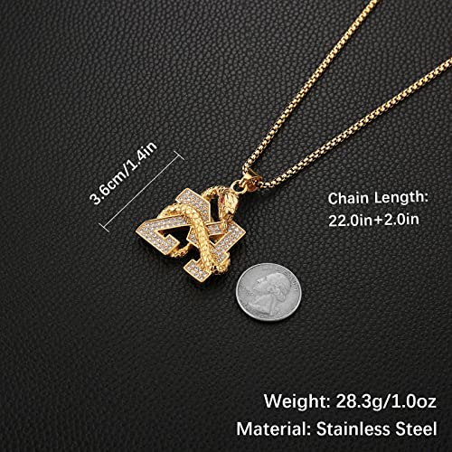 AsAlways 18K Gold Plated Memorial 24 Legend Basketball Number Pendant Inlay CZ Hip Hop Rock Punk Totem Amulet Charm Snake Necklace Gift Jewelry - Image 5