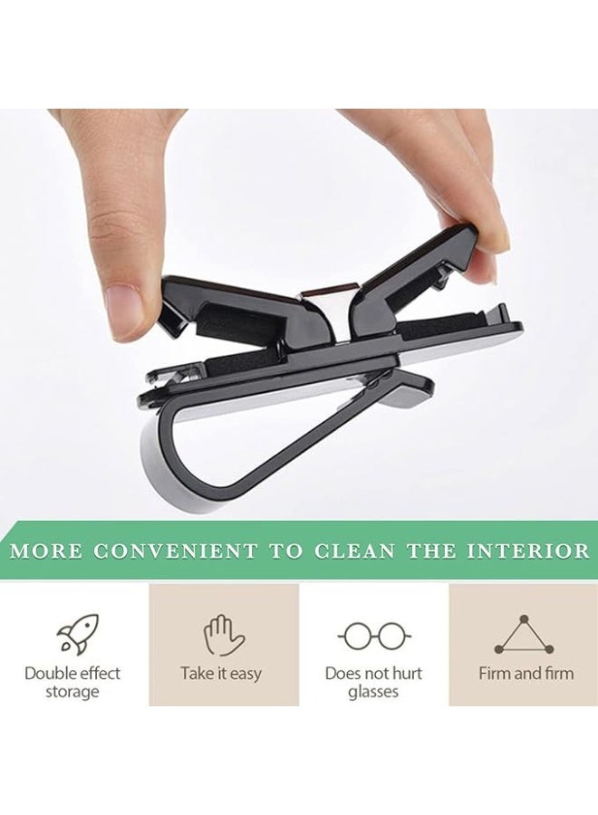 مجموعة من حاملي نظارات السيارة مع مشبك بطاقة - حامل نظارات شمسية للسيارة يدور 360 درجة ومشبك بطاقة تذكرة، مشبك مزدوج الطرف لواقي الشمس، متوافق مع جميع موديلات السيارات - Image 2