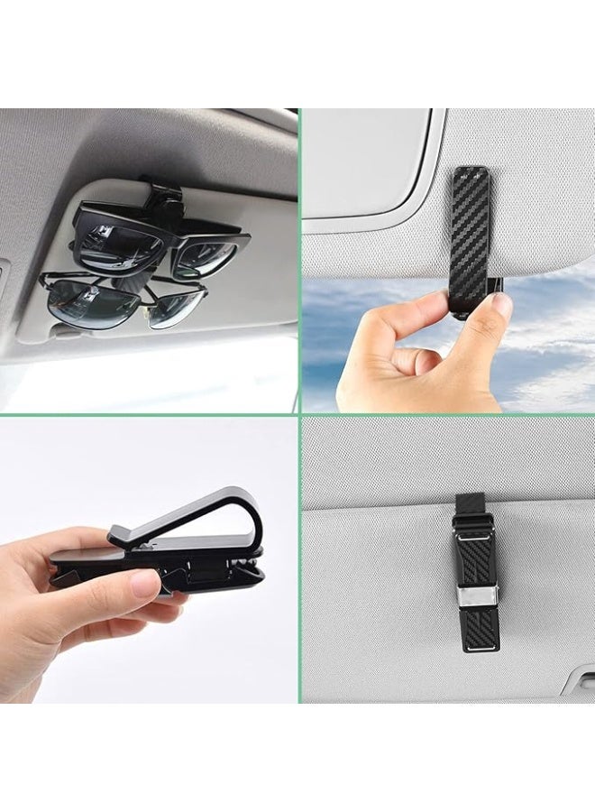 مجموعة من حاملي نظارات السيارة مع مشبك بطاقة - حامل نظارات شمسية للسيارة يدور 360 درجة ومشبك بطاقة تذكرة، مشبك مزدوج الطرف لواقي الشمس، متوافق مع جميع موديلات السيارات - Image 3
