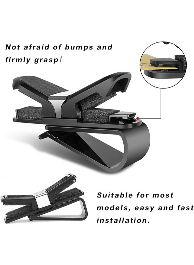 مجموعة من حاملي نظارات السيارة مع مشبك بطاقة - حامل نظارات شمسية للسيارة يدور 360 درجة ومشبك بطاقة تذكرة، مشبك مزدوج الطرف لواقي الشمس، متوافق مع جميع موديلات السيارات - Image 4