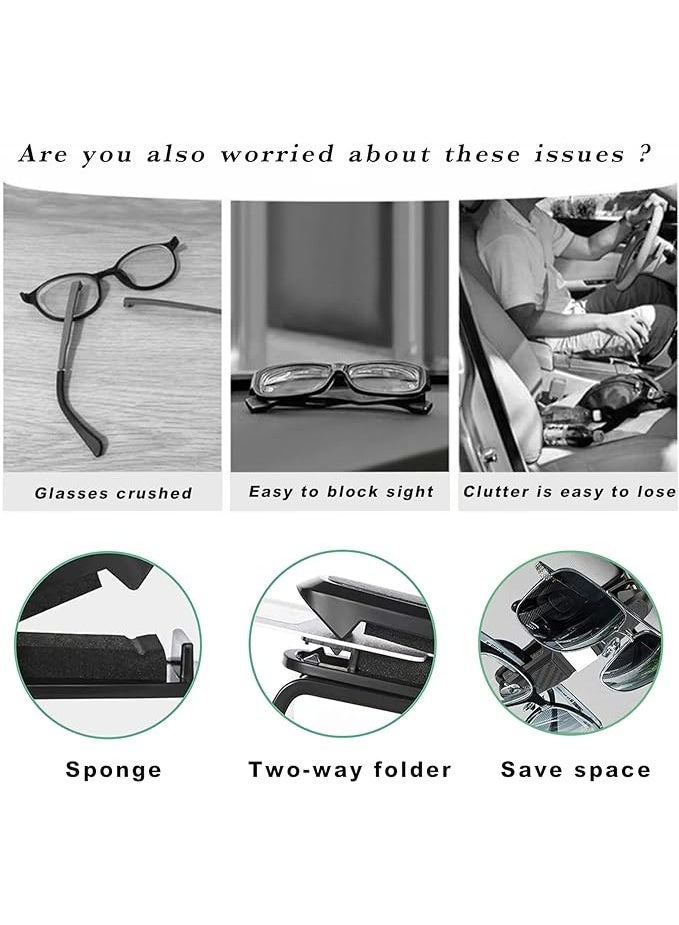 مجموعة من حاملي نظارات السيارة مع مشبك بطاقة - حامل نظارات شمسية للسيارة يدور 360 درجة ومشبك بطاقة تذكرة، مشبك مزدوج الطرف لواقي الشمس، متوافق مع جميع موديلات السيارات - Image 5