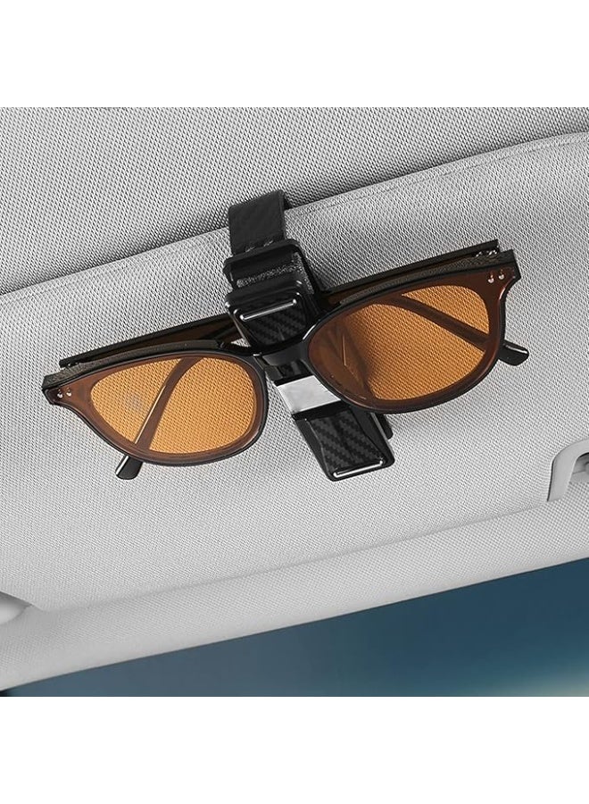 مجموعة من حاملي نظارات السيارة مع مشبك بطاقة - حامل نظارات شمسية للسيارة يدور 360 درجة ومشبك بطاقة تذكرة، مشبك مزدوج الطرف لواقي الشمس، متوافق مع جميع موديلات السيارات - Image 1